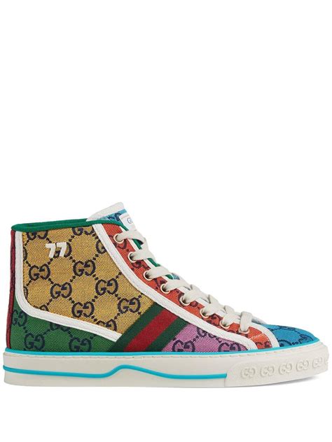 women's gucci tennis 1977 gg multicolor high-top|gucci tennis high top gg.